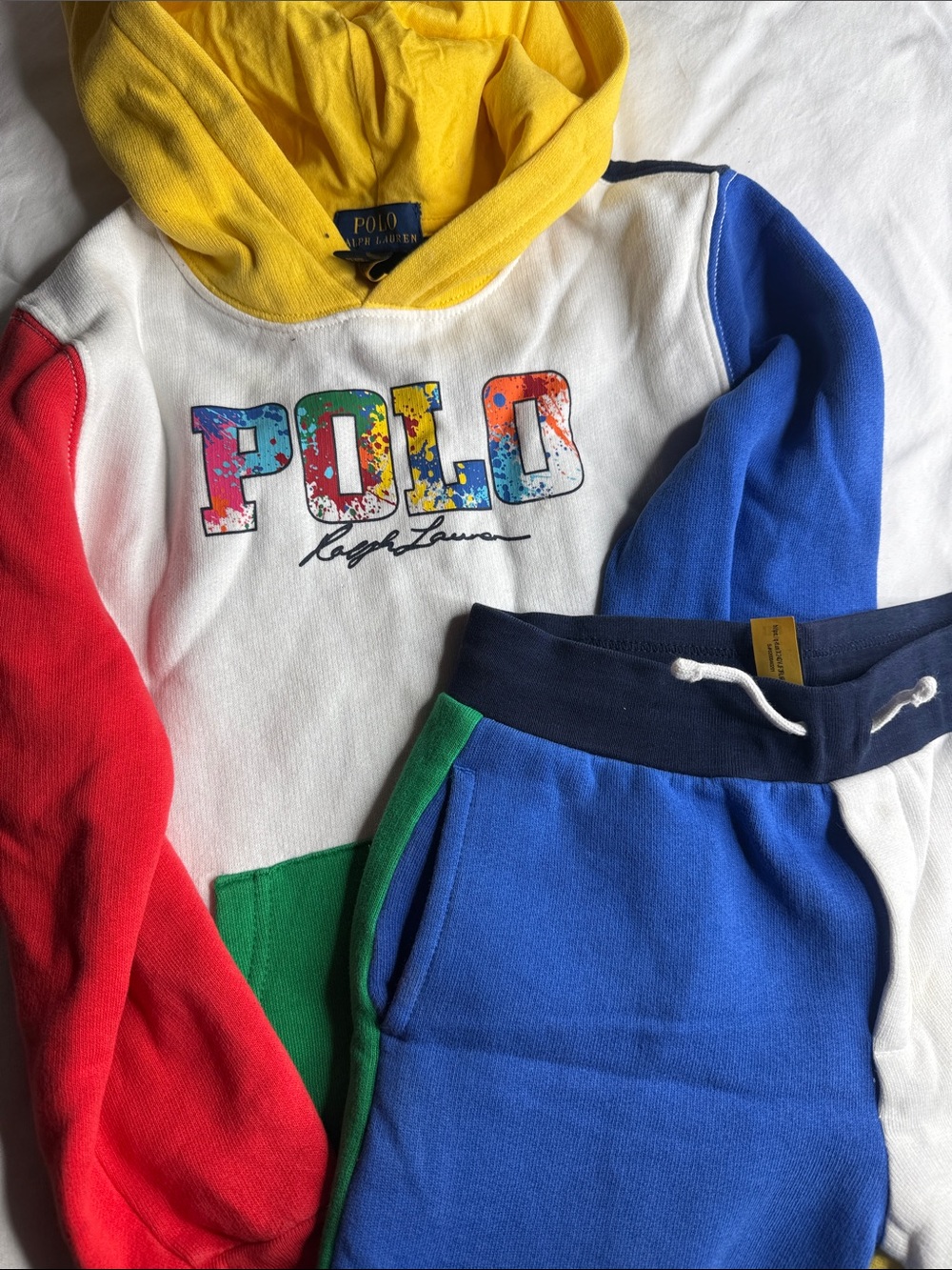 POL Colorblock Kids Hoodie & Joggers Set - Yellow, Red, Blue, Green, White